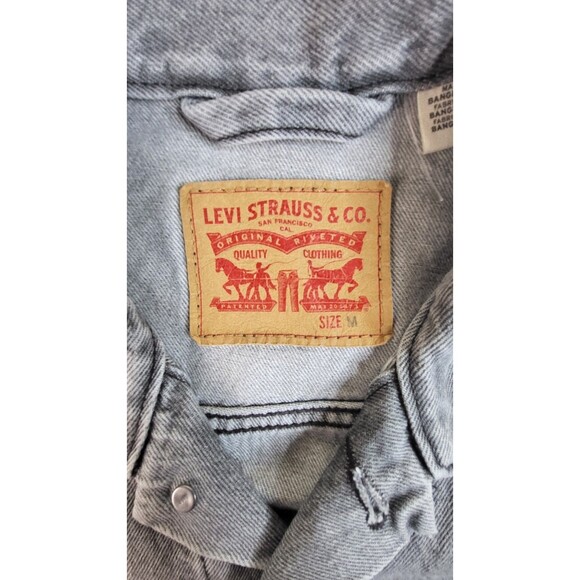 Levis Mens Denim Trucker Jean Jacket Stonewashed Black/Gray Size Medium - Picture 3 of 7